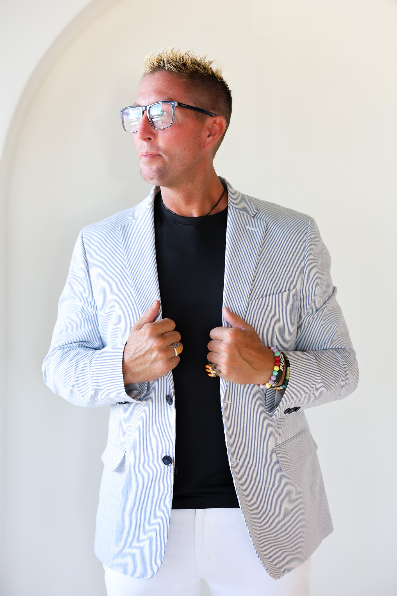 Nate Hardison in light blazer